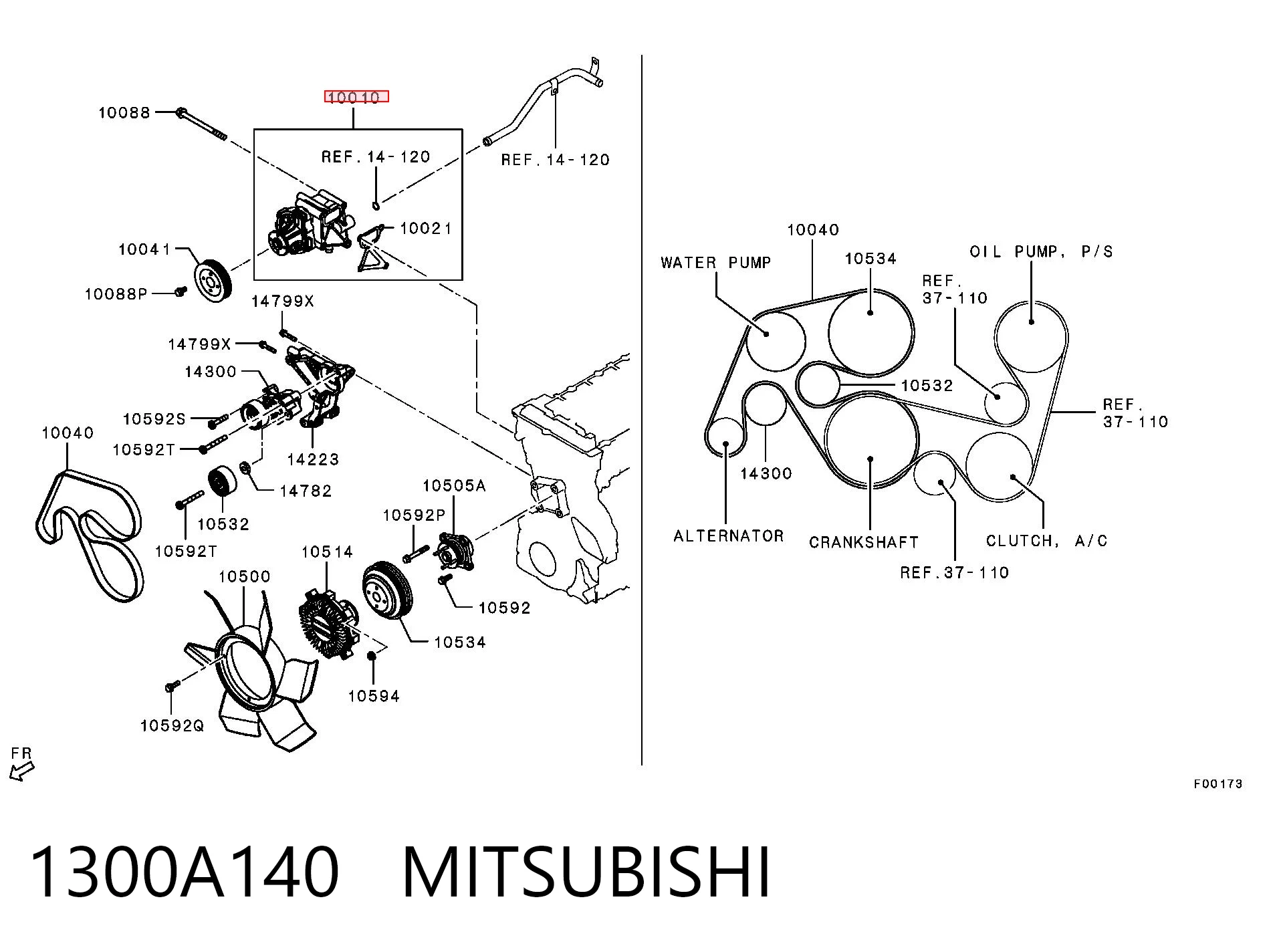 1300A140 Mitsubishi Bomba refrigerante coche