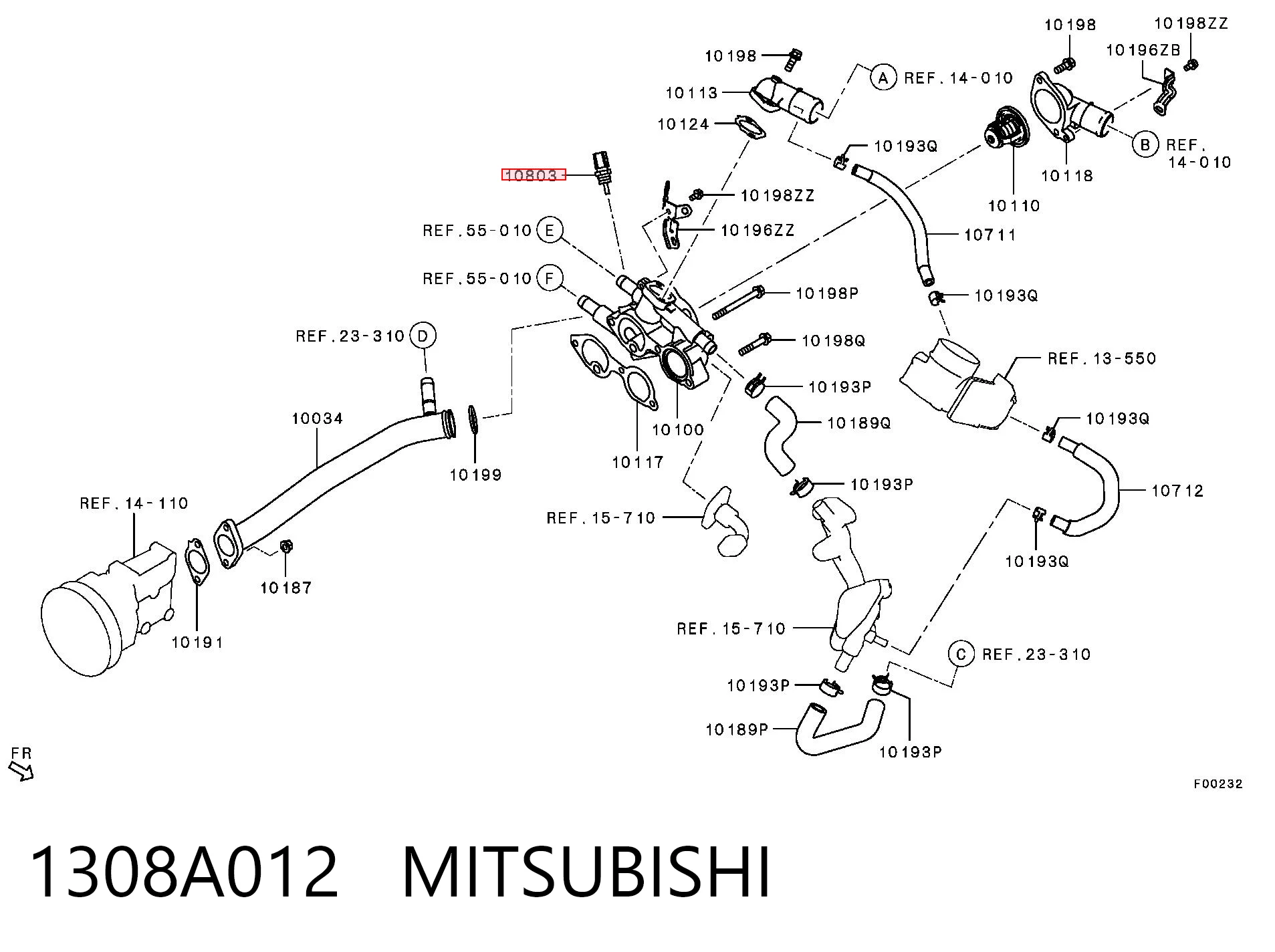 1308A012 Mitsubishi Sensor temperatura refrigerante