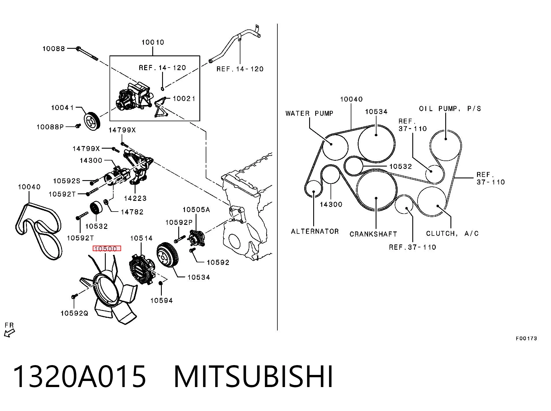 1320A015 Mitsubishi Ventilador del radiador