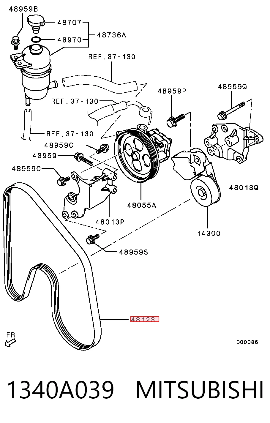 Correa de accesorios 1340A039 MITSUBISHI