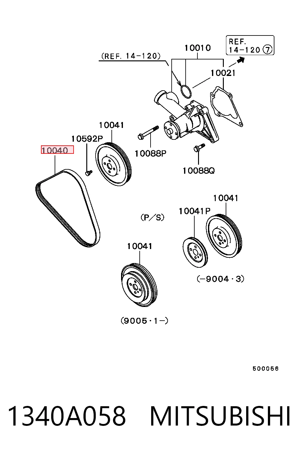 Correa de accesorios 1340A058 MITSUBISHI