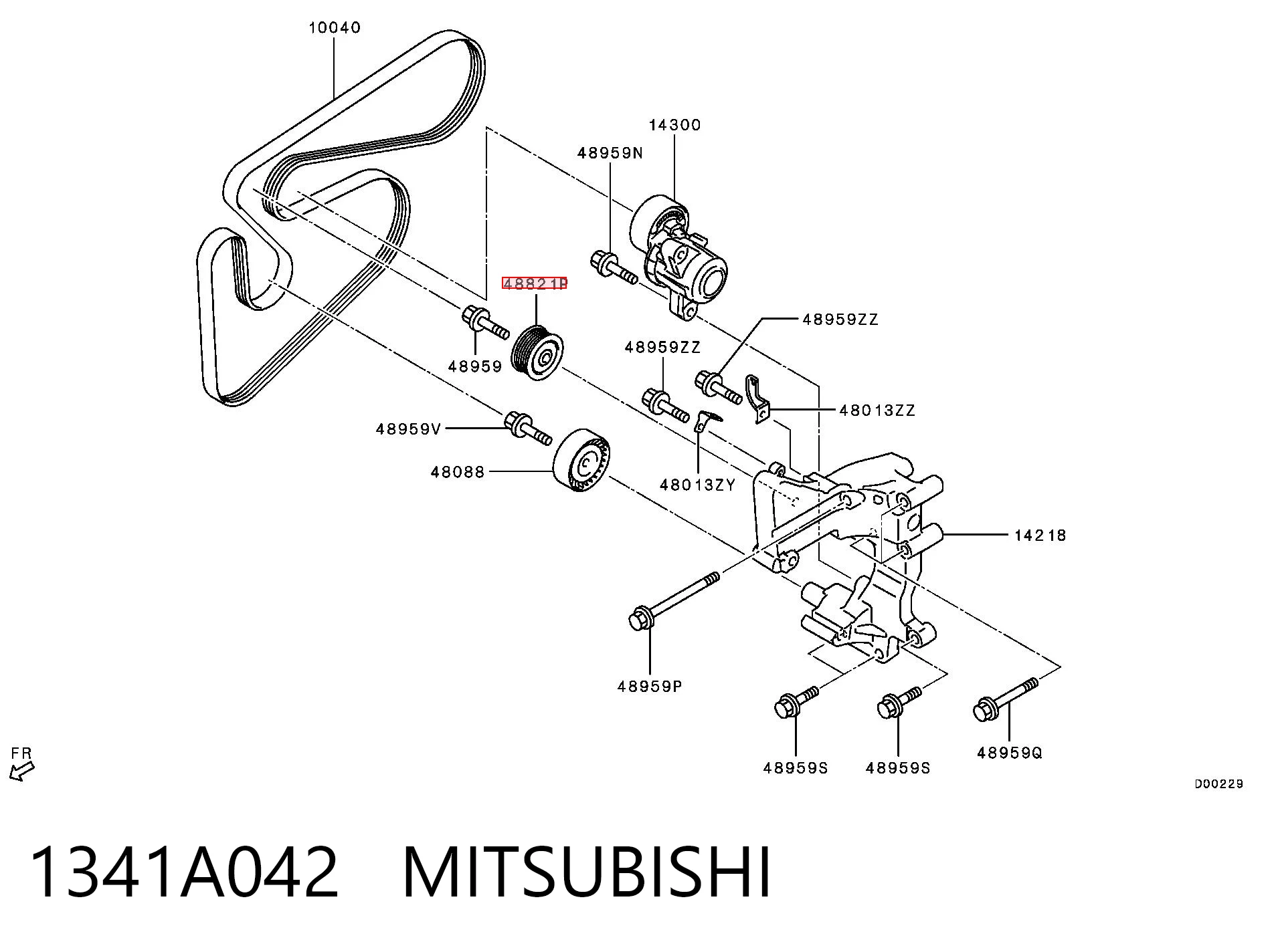 1341A042 Mitsubishi Polea guía correa poli V