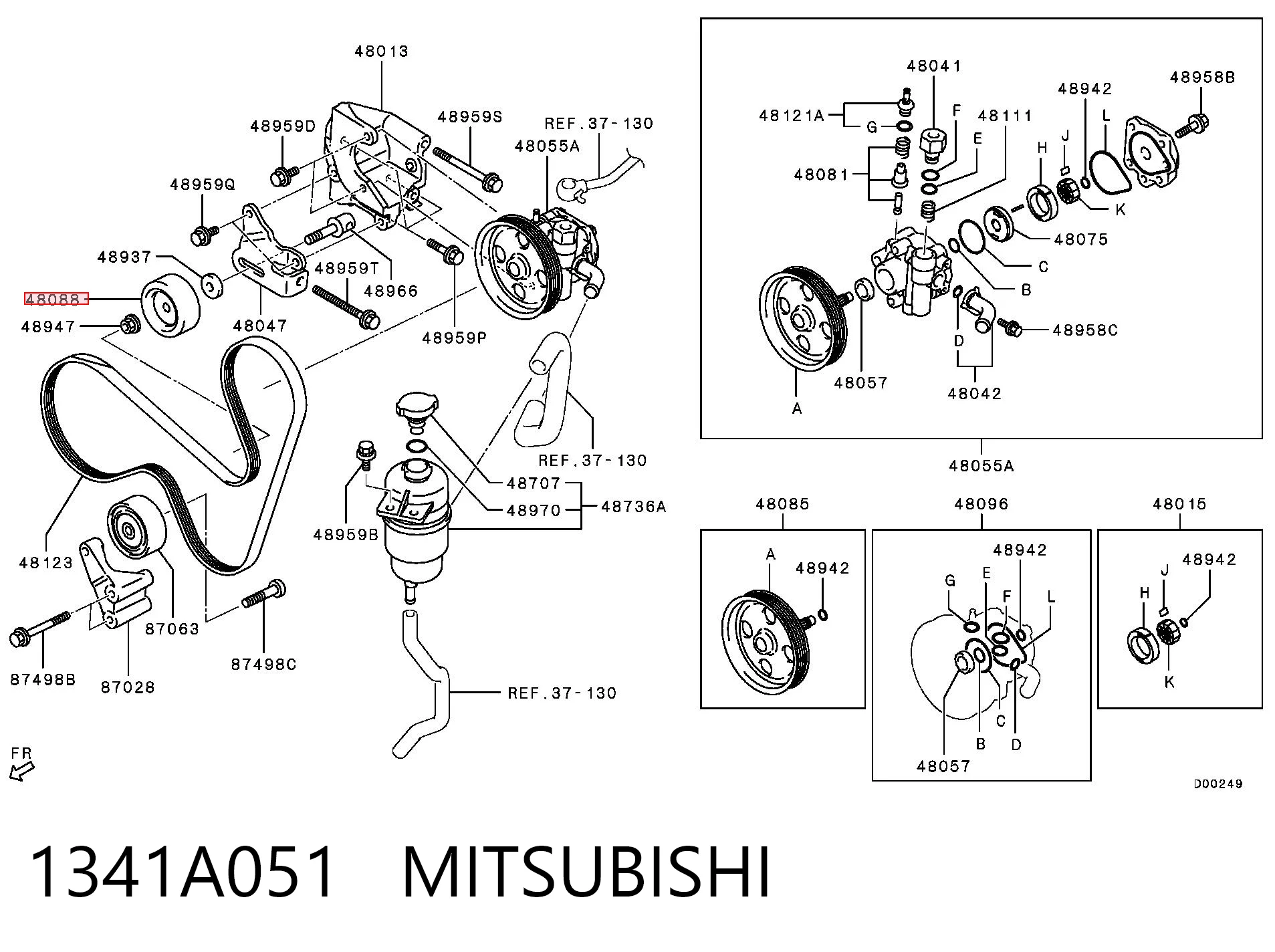 1341A051 Mitsubishi Polea guía correa poli V