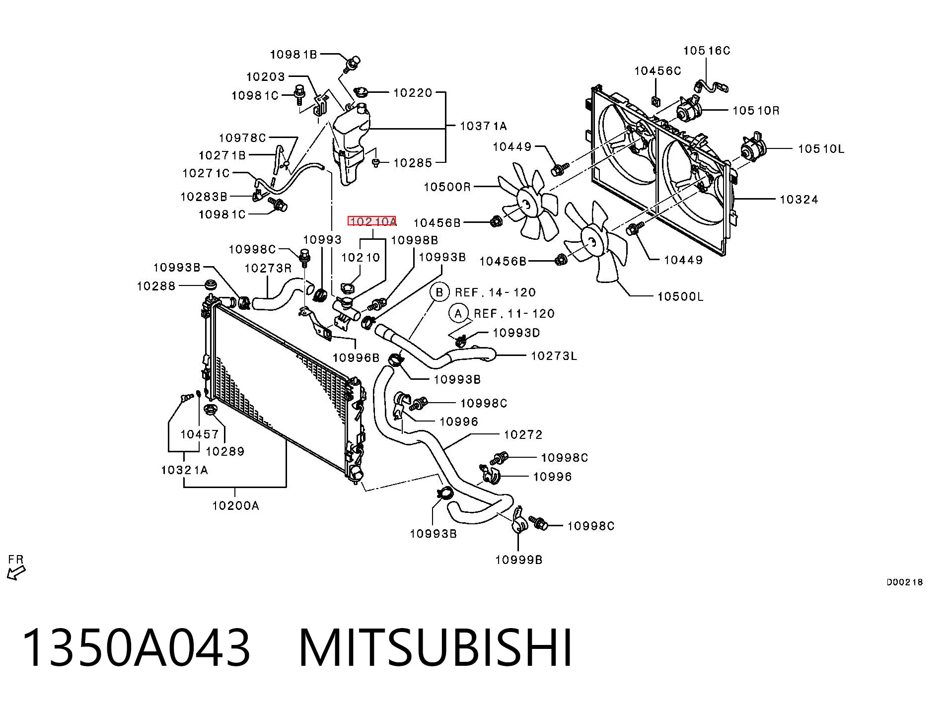 1350A043 Mitsubishi Tapa de radiador