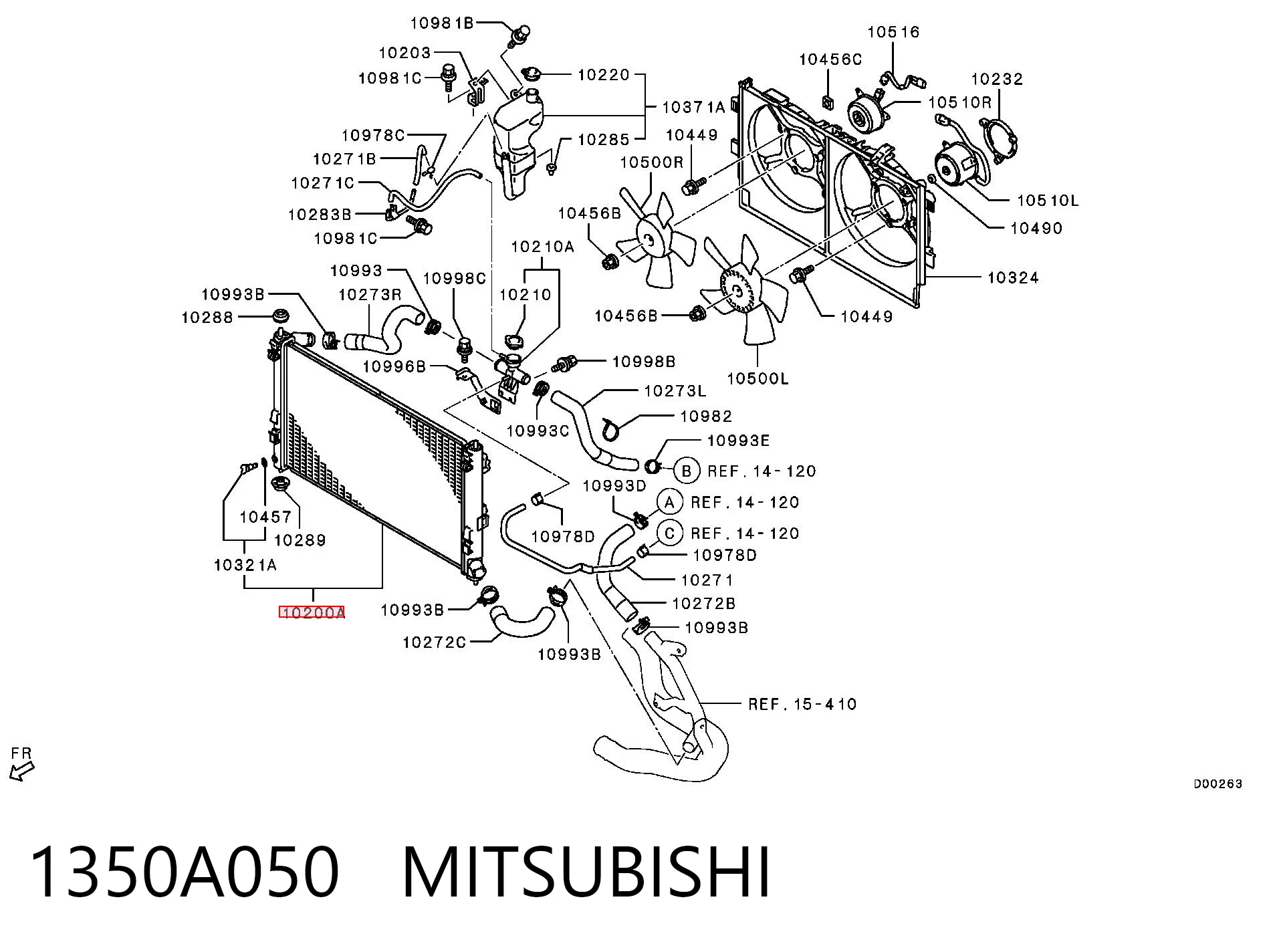 1350A050 Mitsubishi Refrigeración del motor