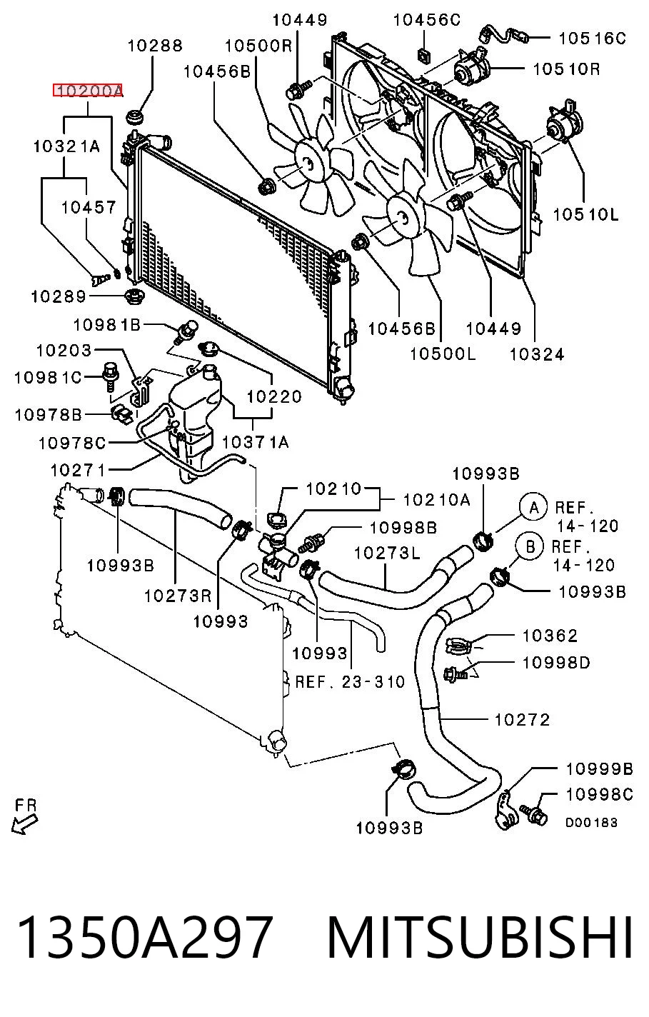 1350A297 Mitsubishi Refrigeración del motor