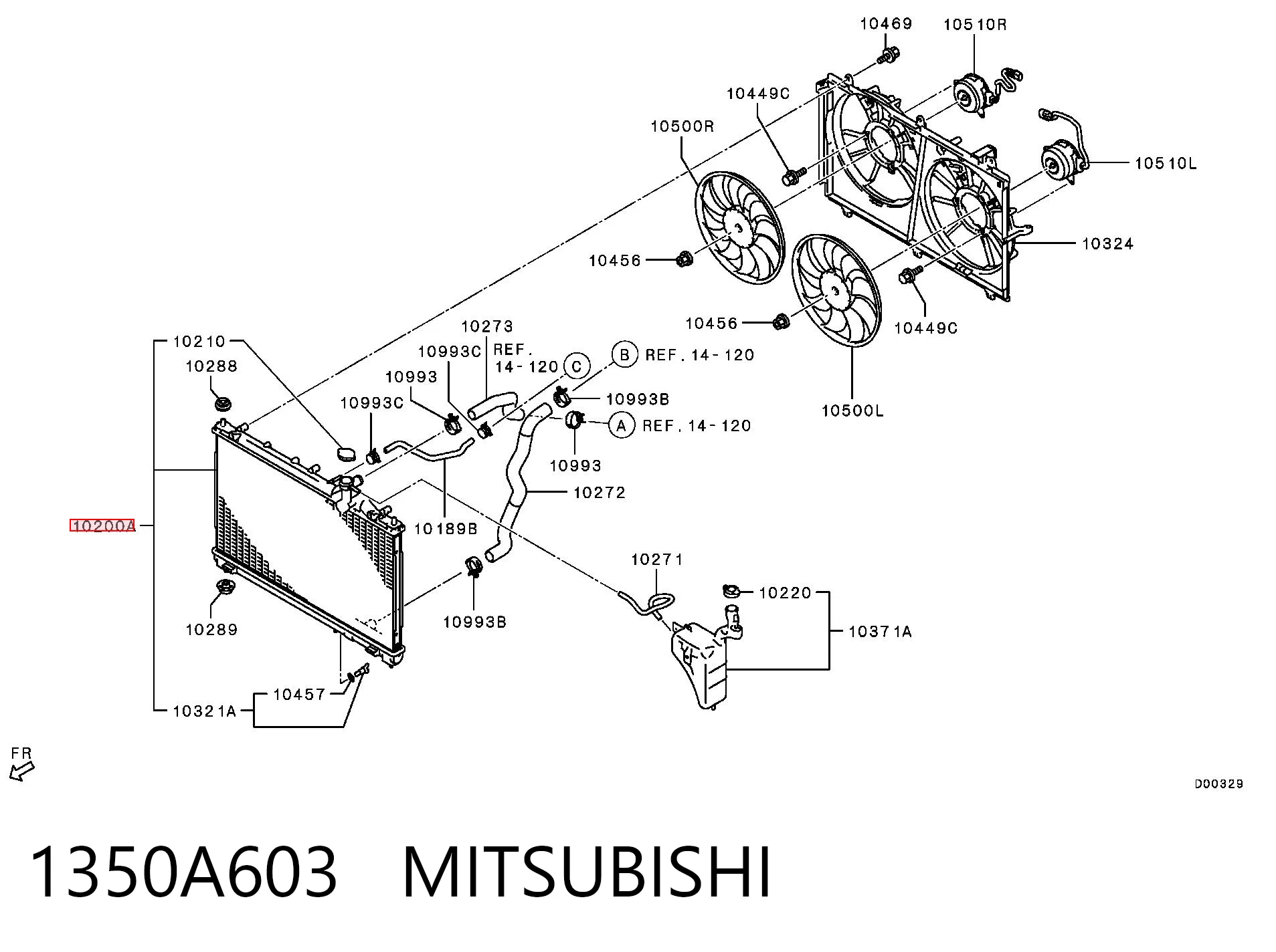 Radiador de refrigeración del motor 1350A603 MITSUBISHI