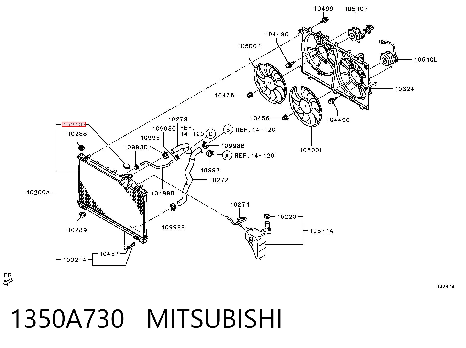 1350A730 Mitsubishi Tapa de radiador