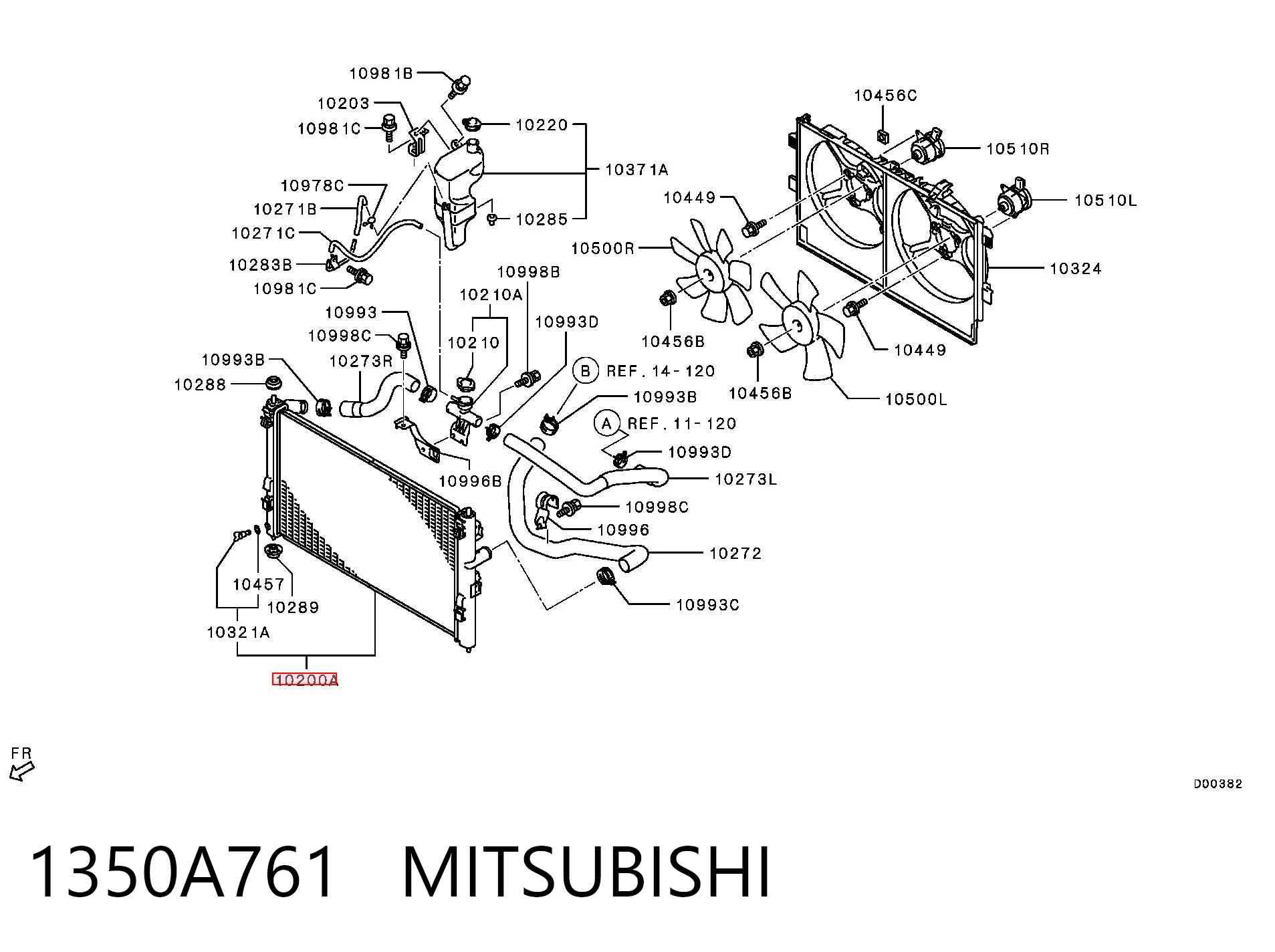 1350A761 Mitsubishi Refrigeración del motor