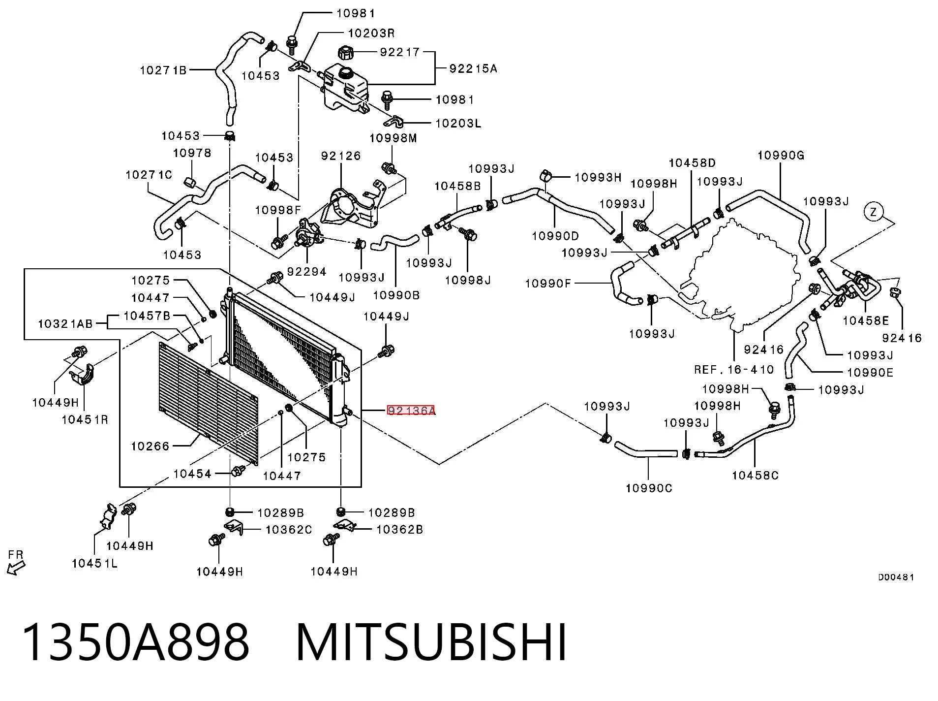 1350A898 Mitsubishi Radiador del inversor