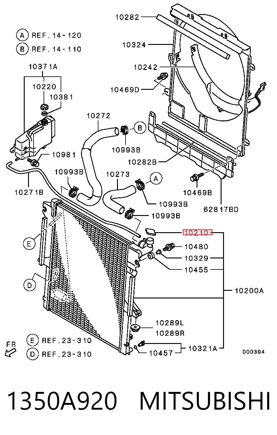 1350A920 Mitsubishi Tapa de radiador