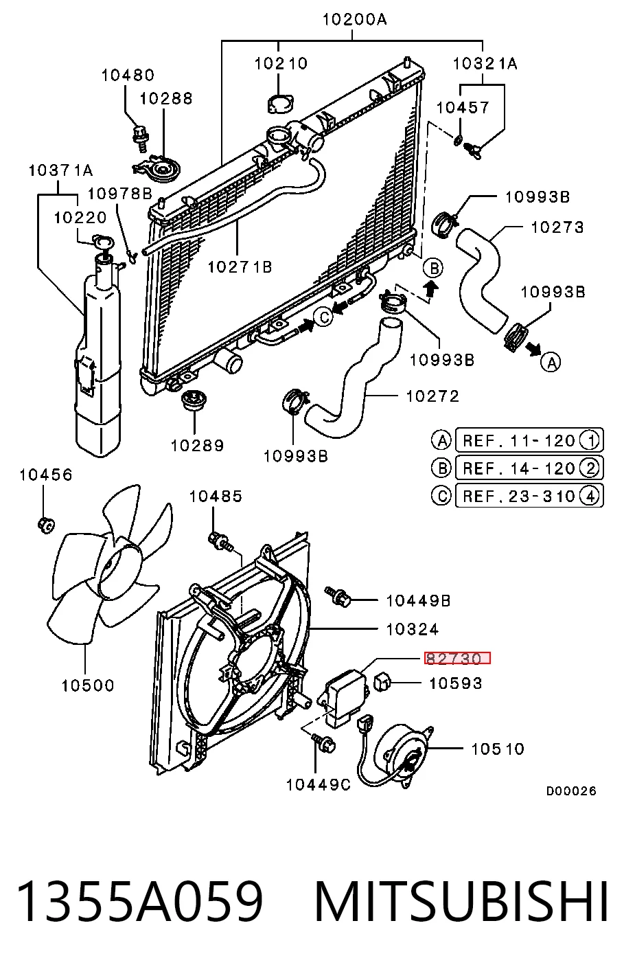 Regulador de velocidad del ventilador de refrigeración (unidad de control) 1355A059 MITSUBISHI