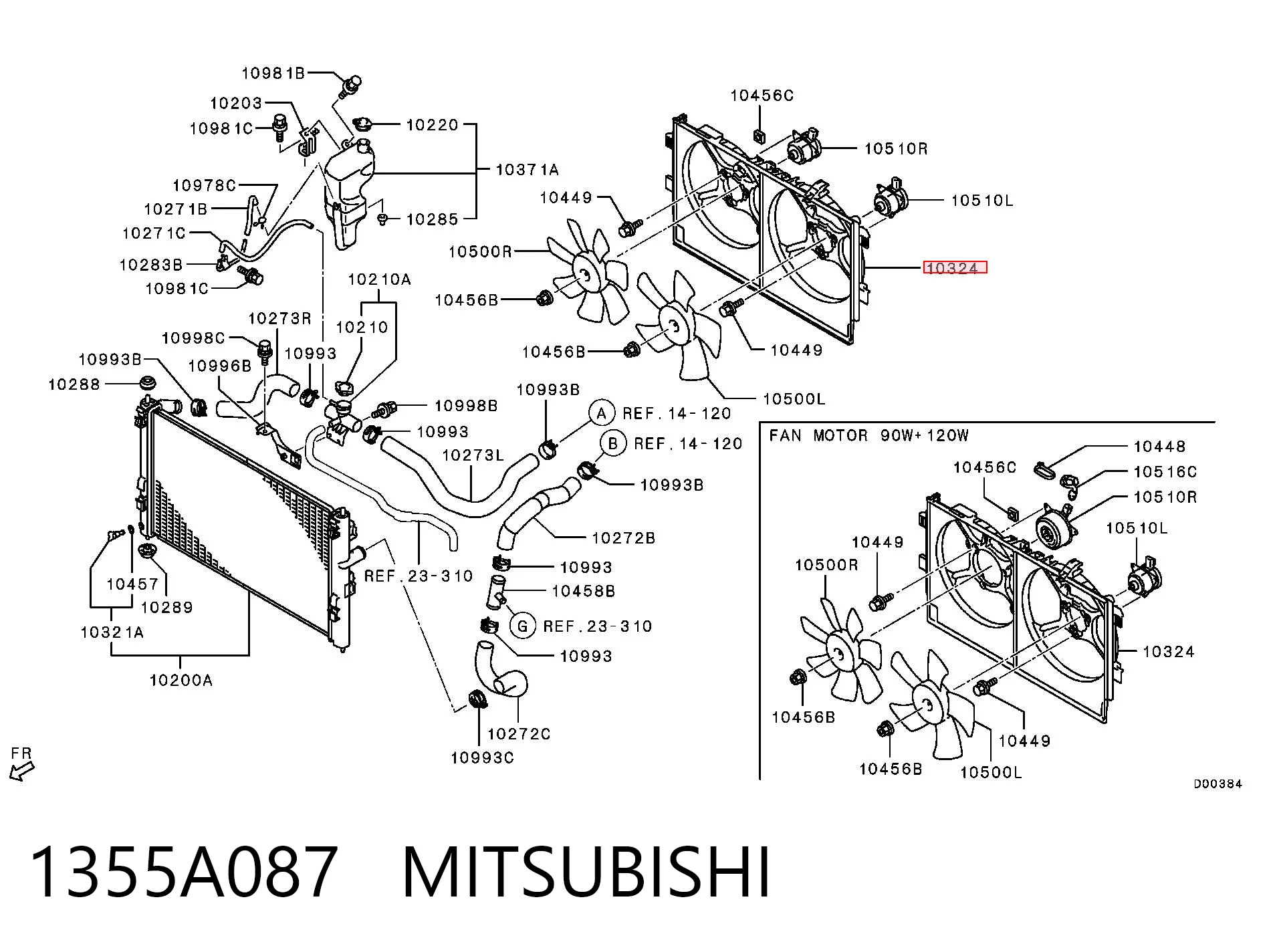 1355A087 Mitsubishi Radiador