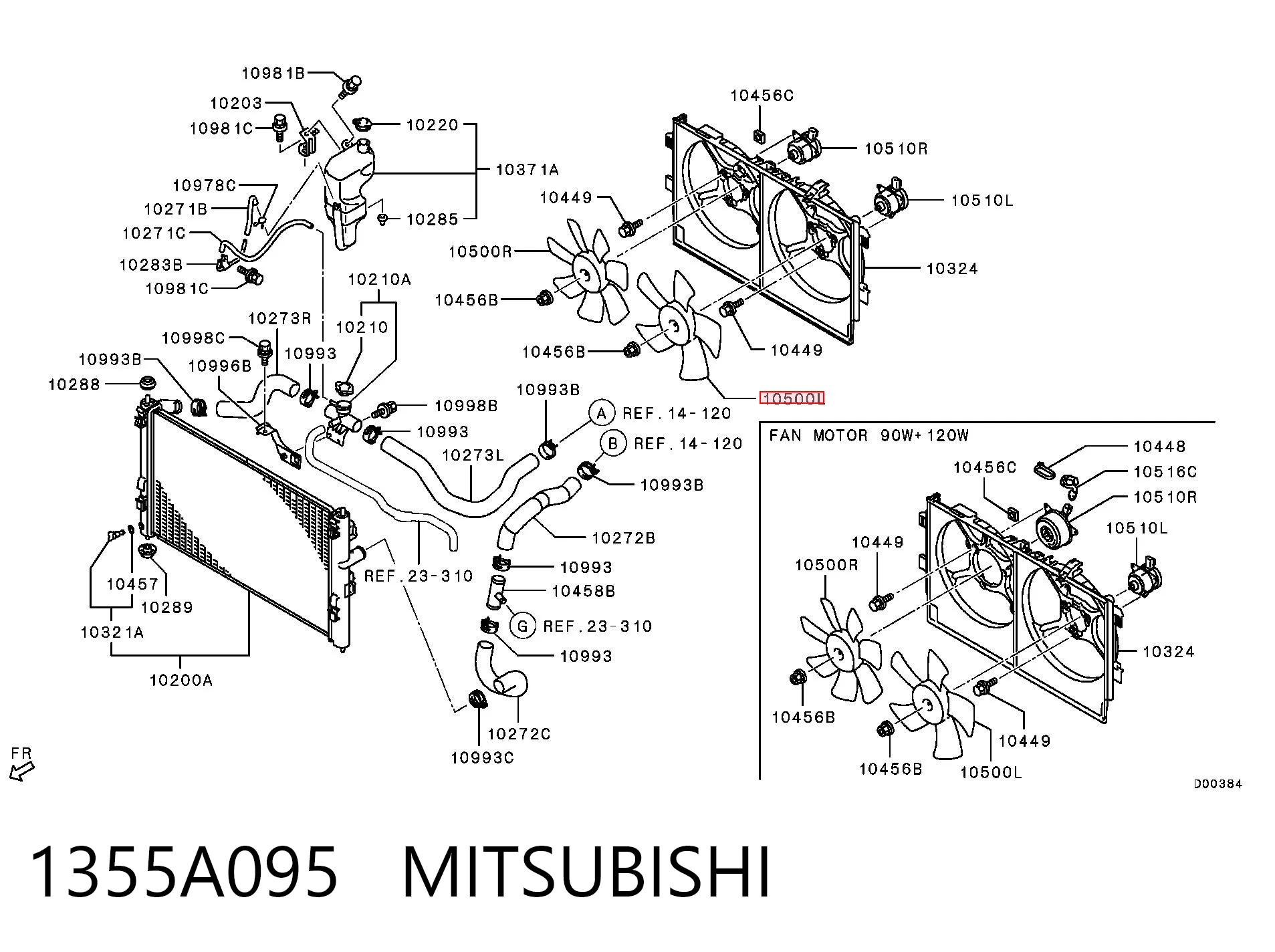 1355A095 Mitsubishi Ventilador izquierdo del radiador de refrigeración