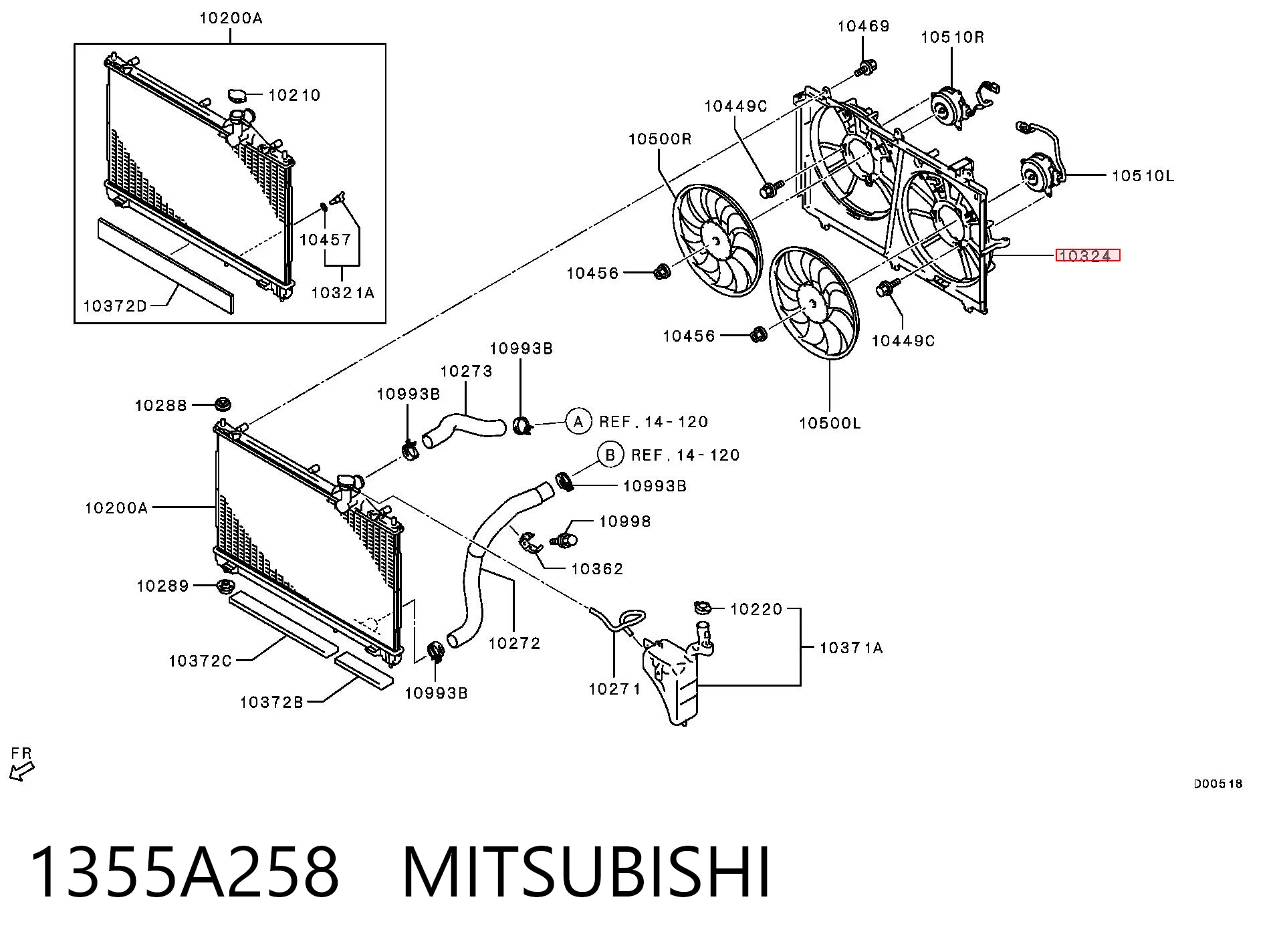1355A258 Mitsubishi Radiador