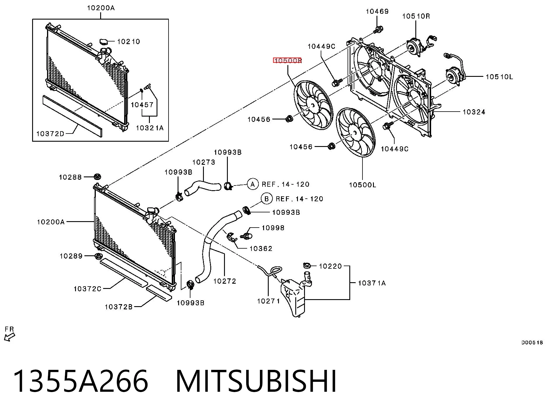 1355A266 Mitsubishi Ventilador derecho del radiador de refrigeración