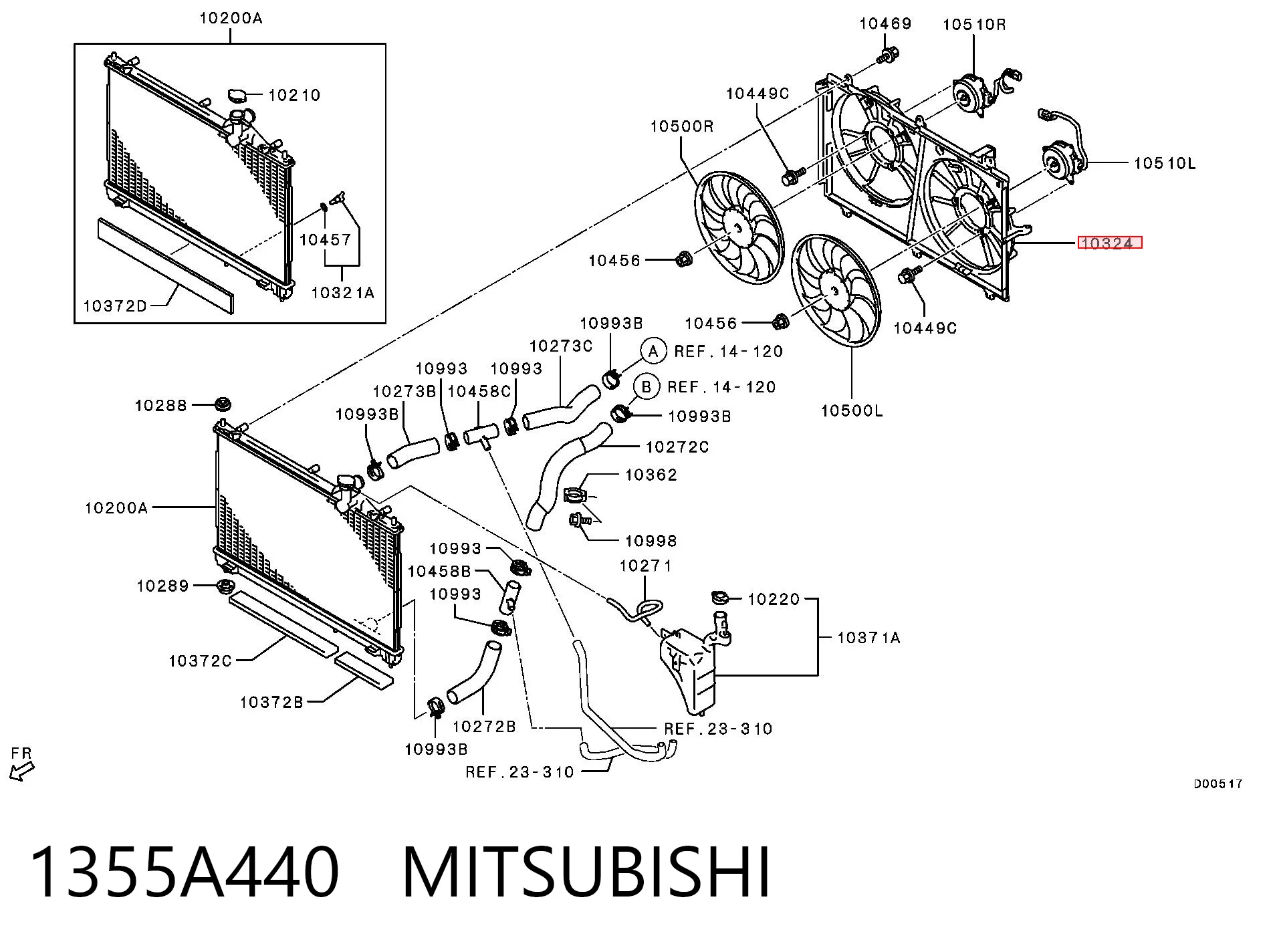 1355A440 Mitsubishi Radiador
