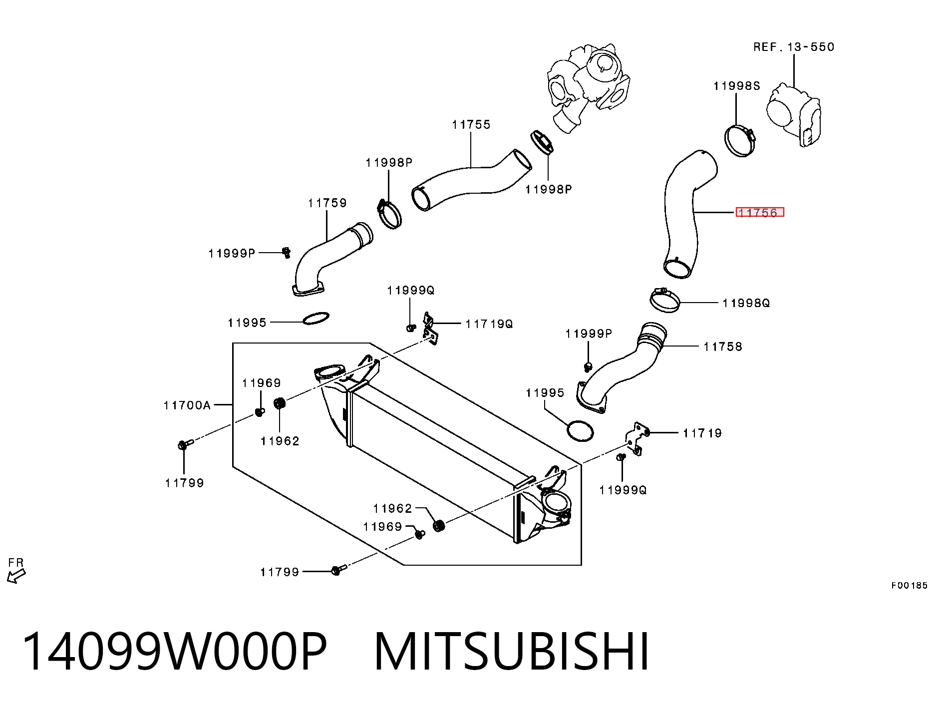 14099W000P Mitsubishi Manguera del intercooler