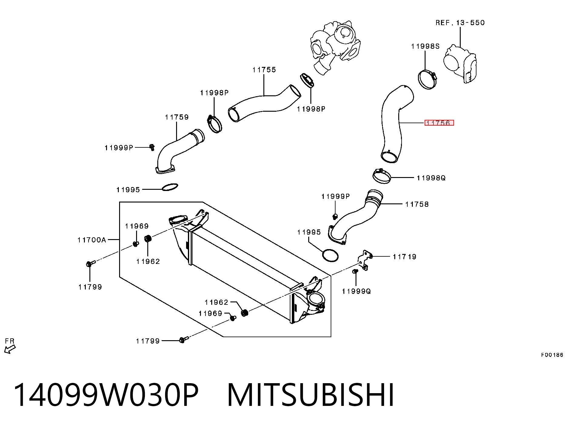 14099W030P Mitsubishi Manguera del intercooler
