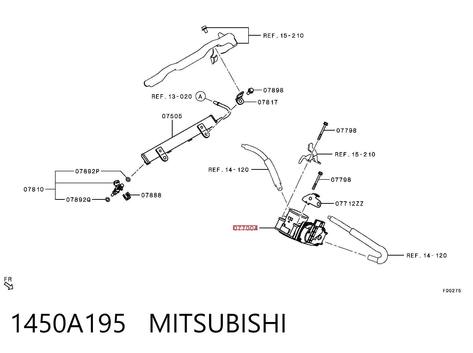 1450A195 Mitsubishi Mariposa de admisión