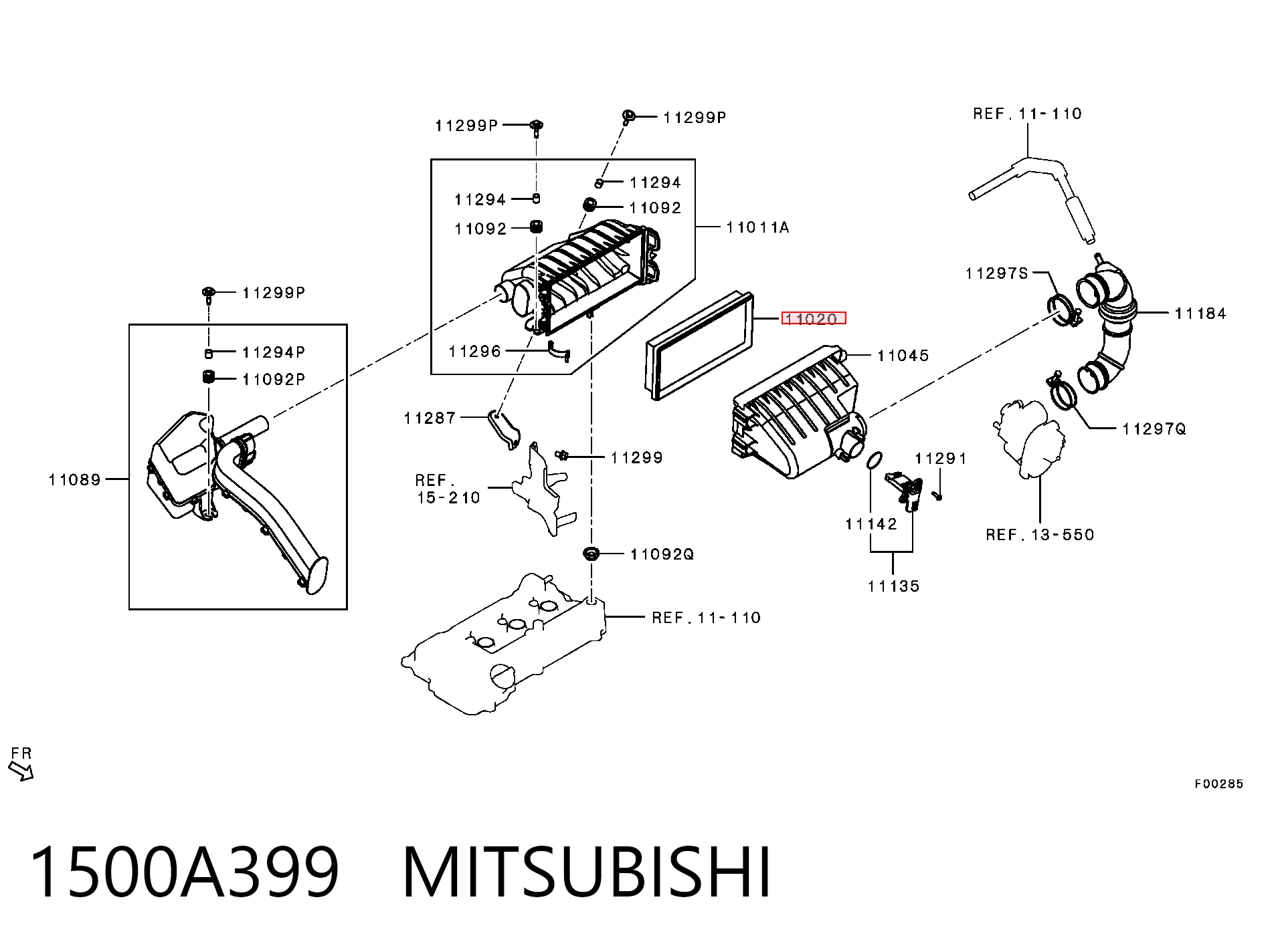 1500A399 Mitsubishi Filtro de aire de motor
