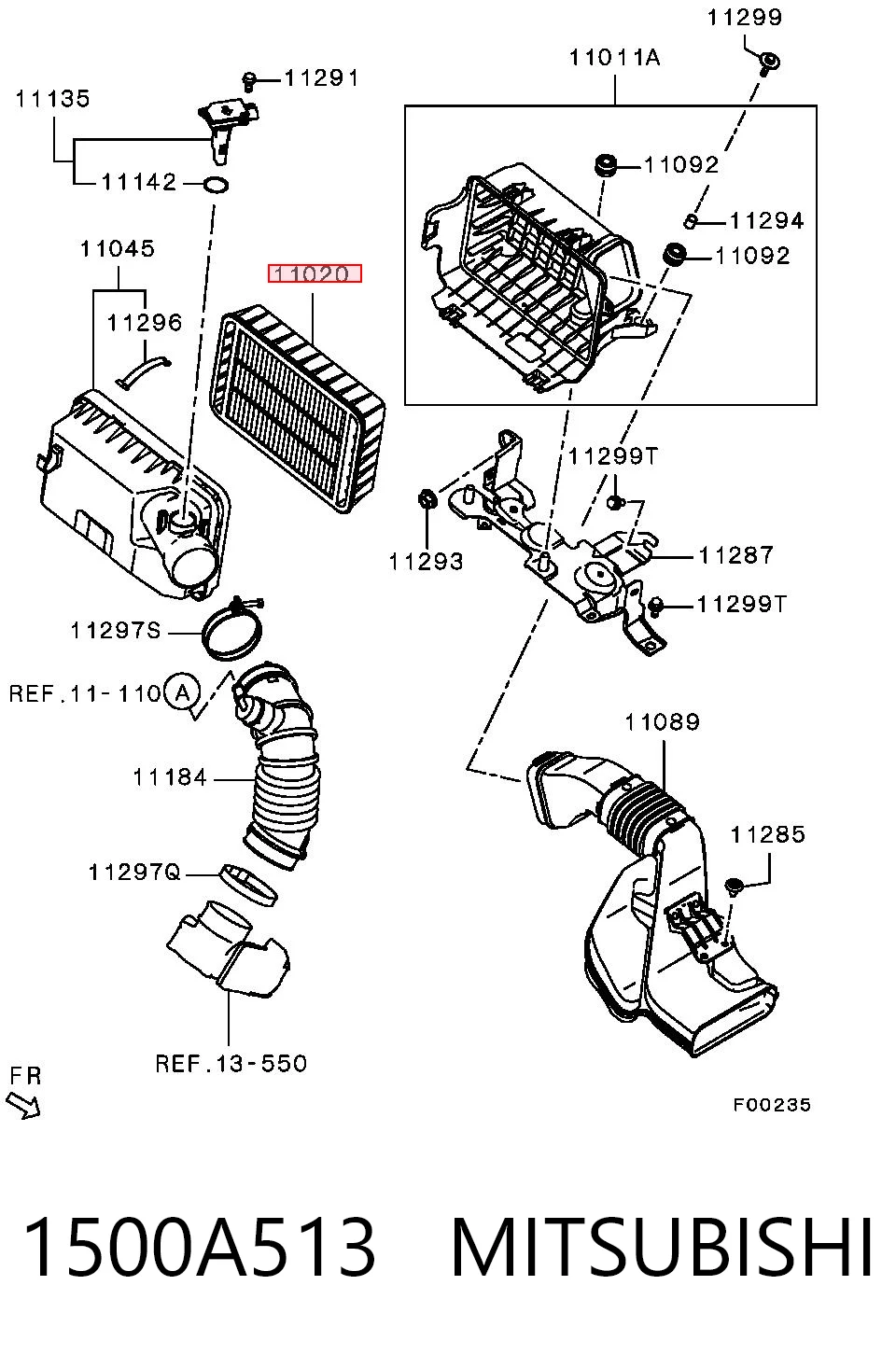 1500A513 Mitsubishi Filtro de aire de motor