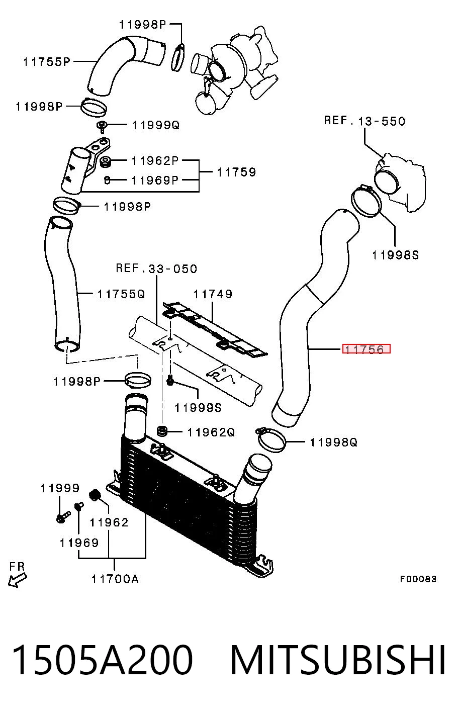 1505A200 Mitsubishi Manguera del intercooler