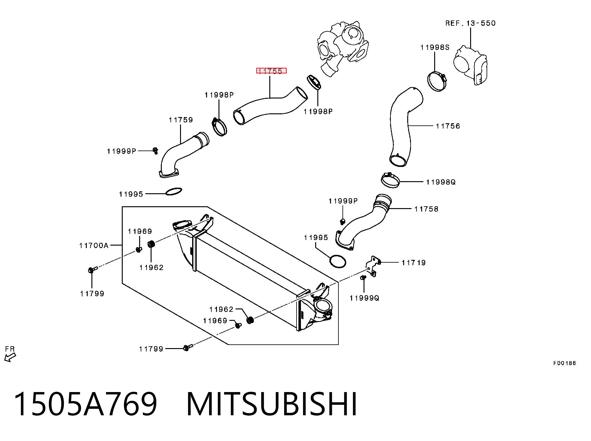 1505A769 Mitsubishi Manguera del intercooler