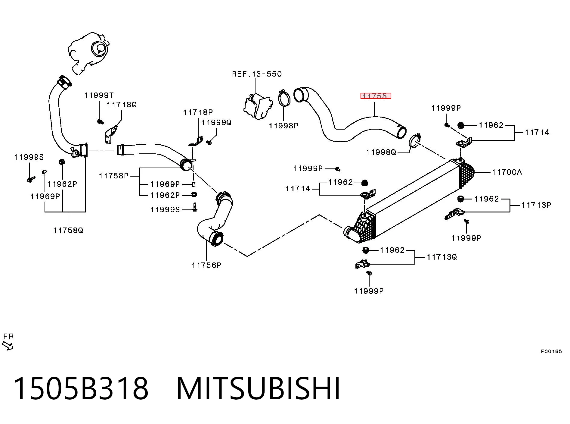 1505B318 Mitsubishi Manguera del intercooler
