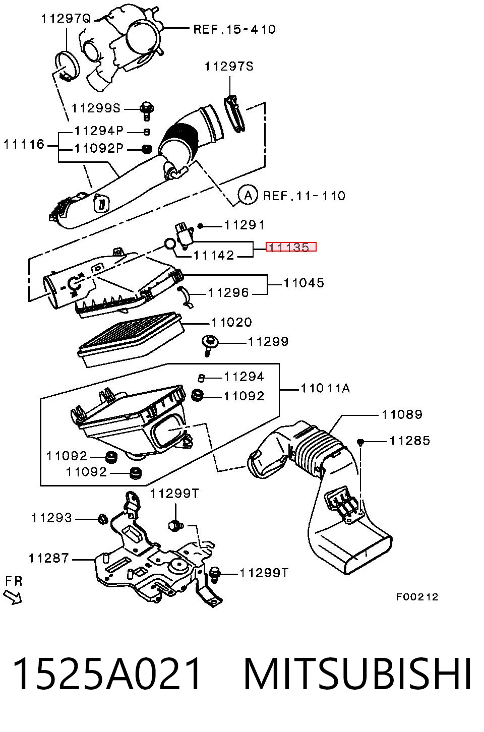 1525A021 Mitsubishi Sensor de flujo de aire