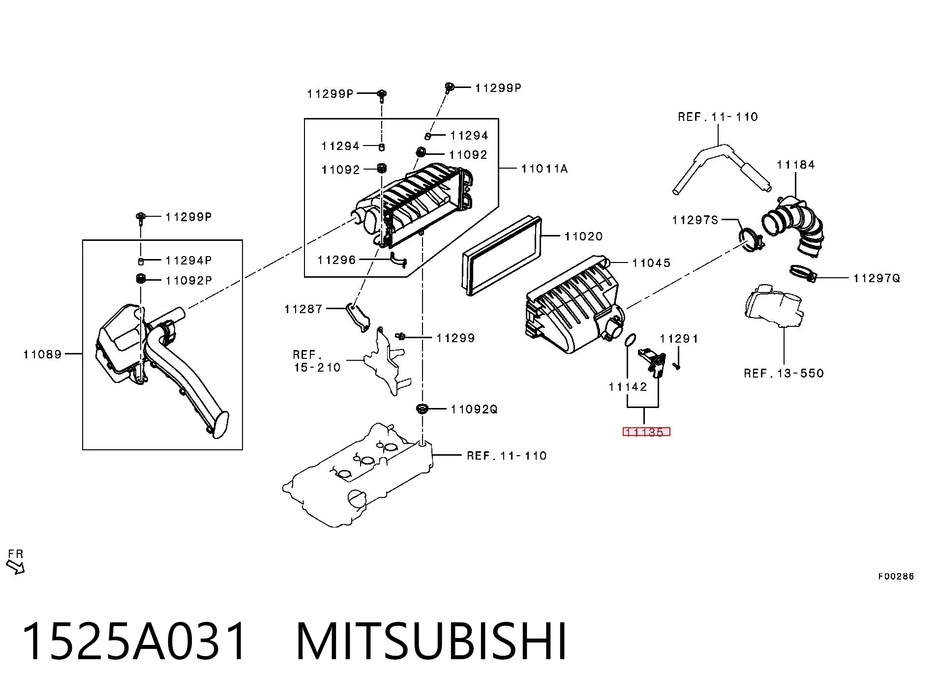 1525A031 Mitsubishi Sensor de flujo de aire