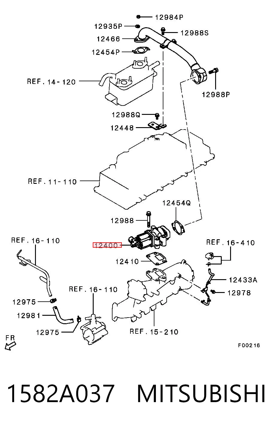 1582A037 Mitsubishi Válvula EGR