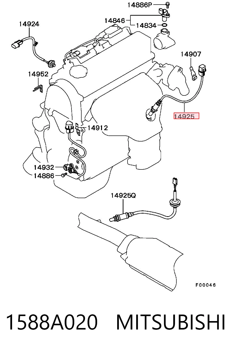1588A020 Mitsubishi Sensor de oxígeno previo al catalizador
