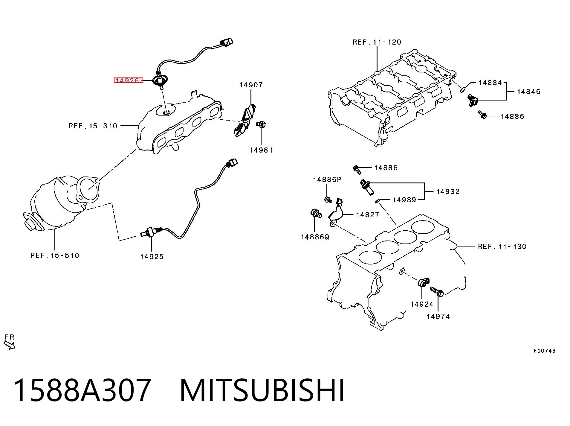 1588A307 Mitsubishi Sensor de oxígeno previo al catalizador