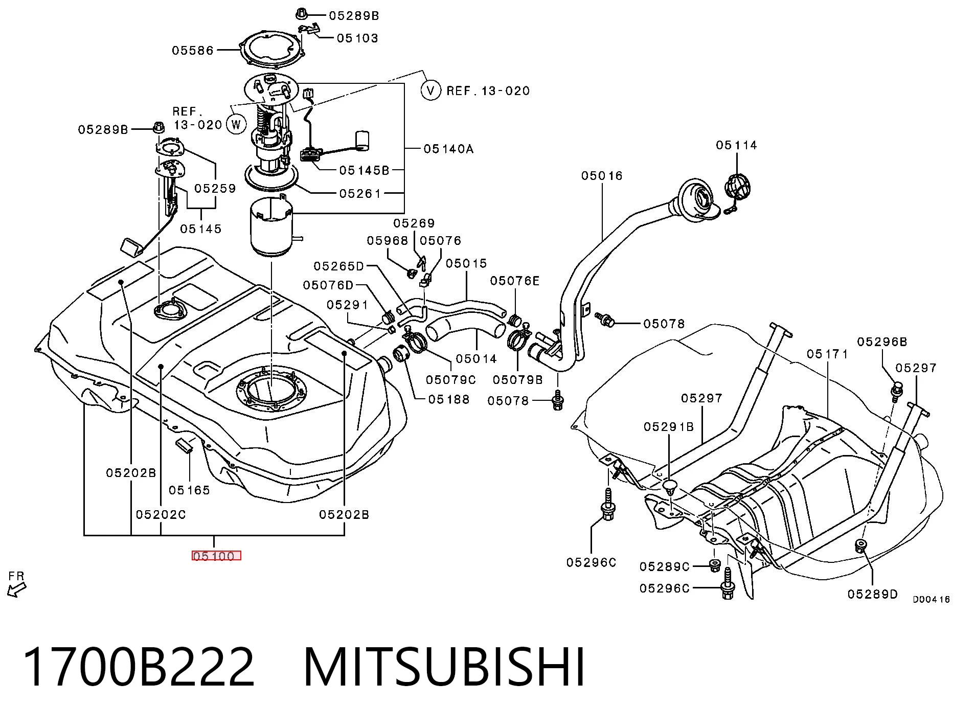 1700B222 Mitsubishi Tanque de combustible