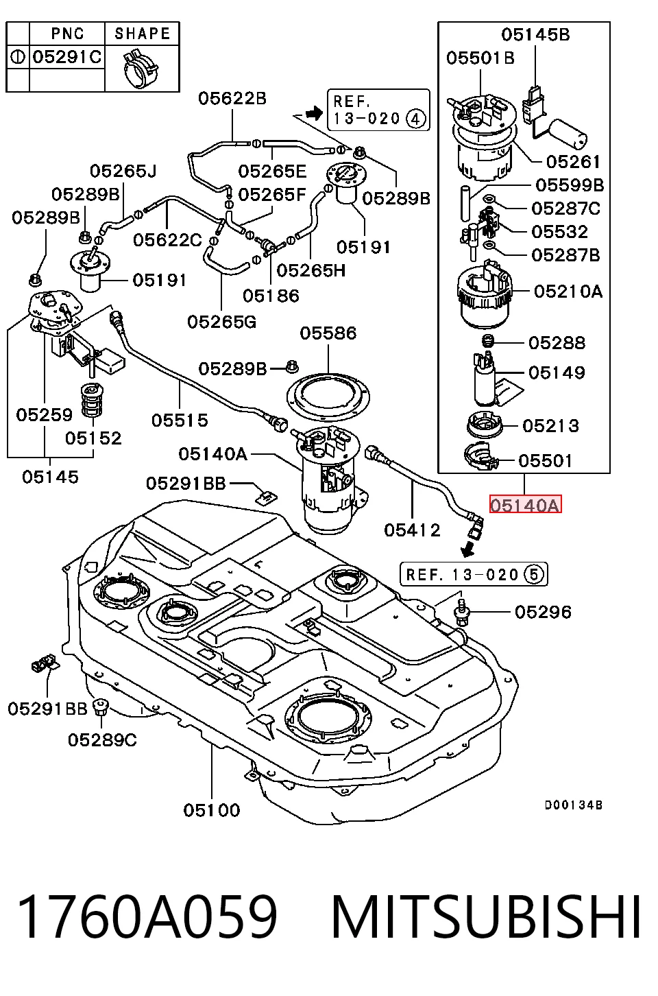 1760A059 Mitsubishi Unidad de alimentación de combustible