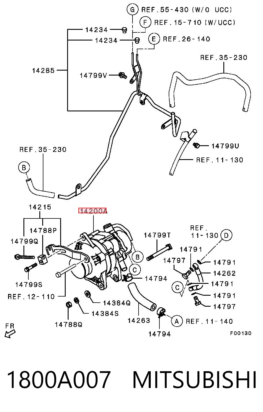 1800A007 Mitsubishi Alternador de coche