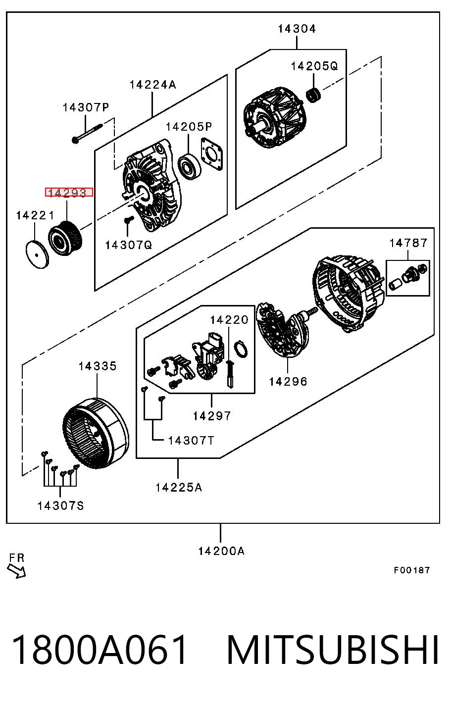 Polea del alternador 1800A061 MITSUBISHI