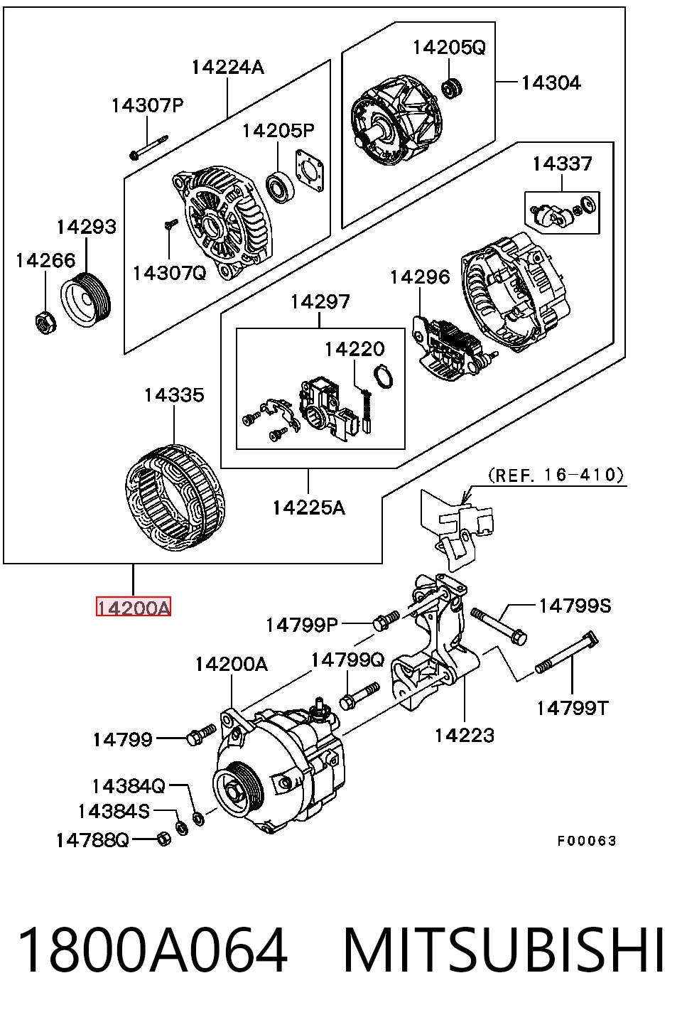 1800A064 Mitsubishi Alternador de coche