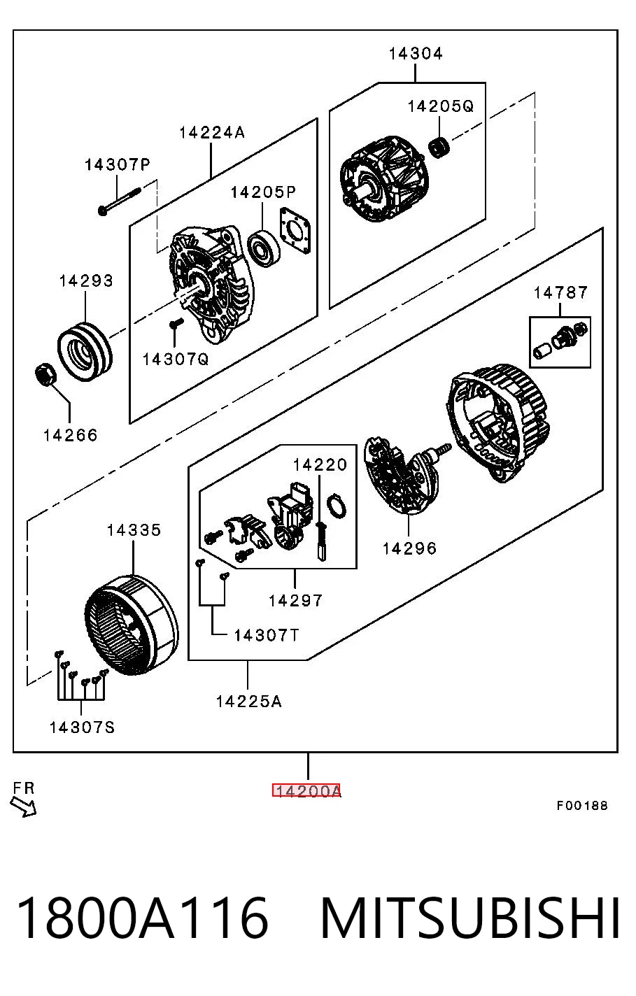 1800A116 Mitsubishi Alternador de coche