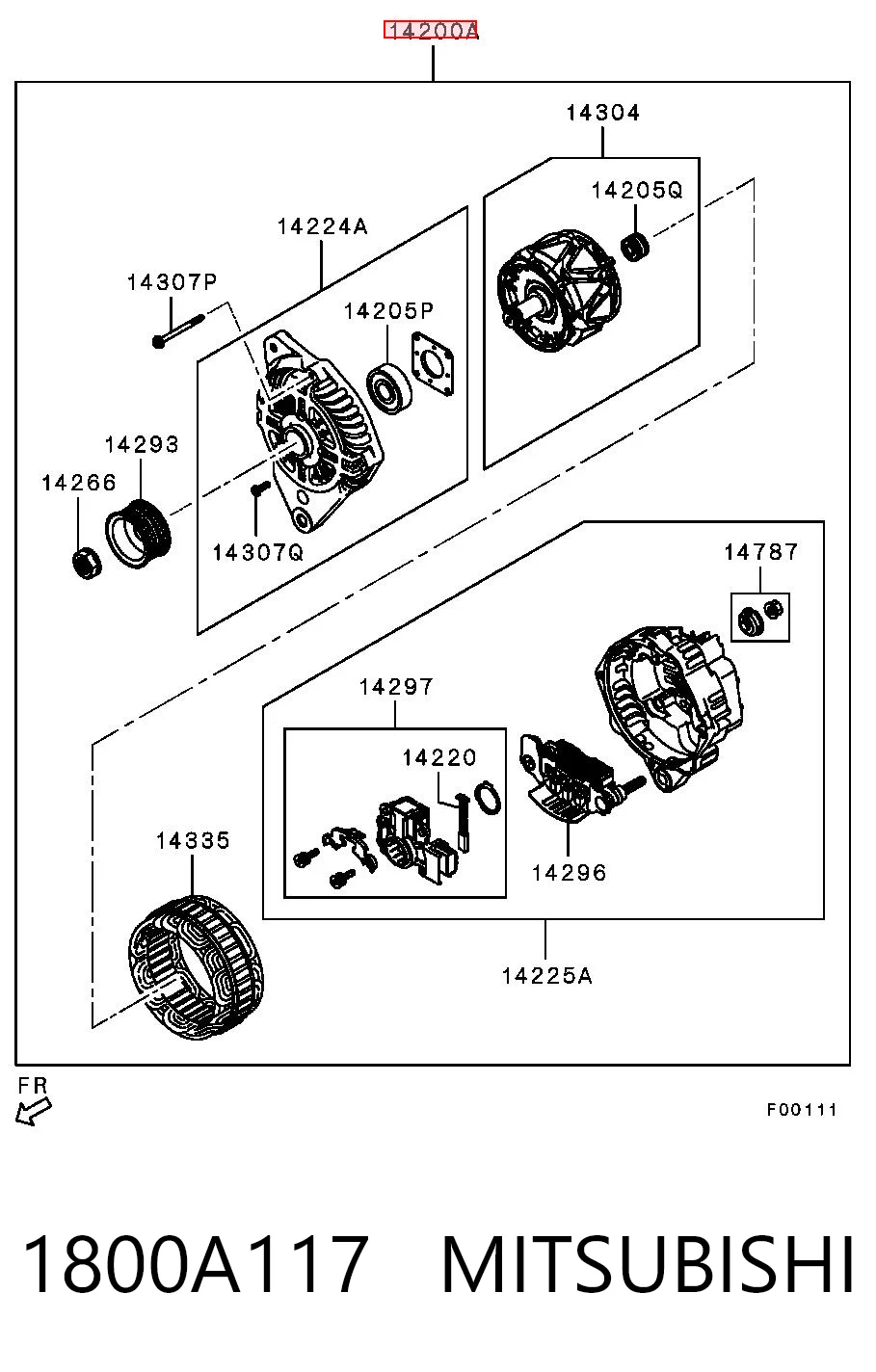 1800A117 Mitsubishi Alternador de coche