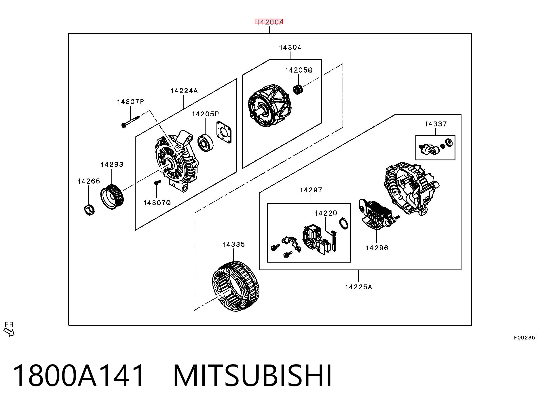 1800A141 Mitsubishi Alternador de coche