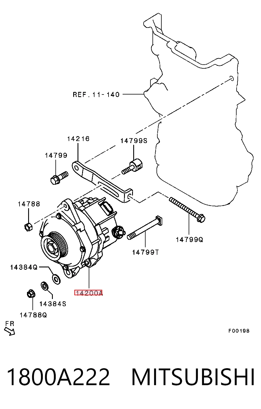 1800A222 Mitsubishi Alternador de coche