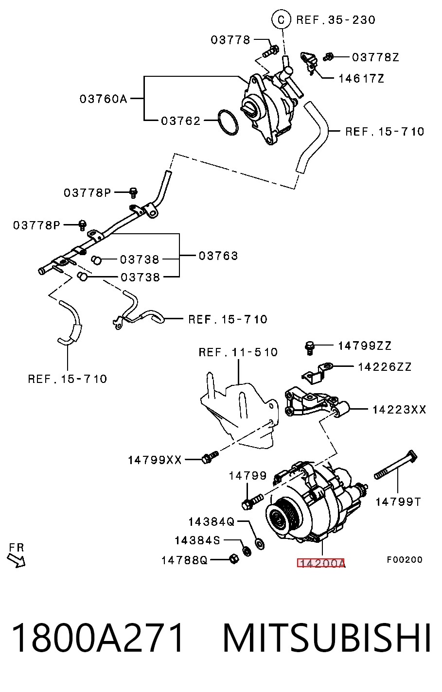 1800A271 Mitsubishi Alternador de coche