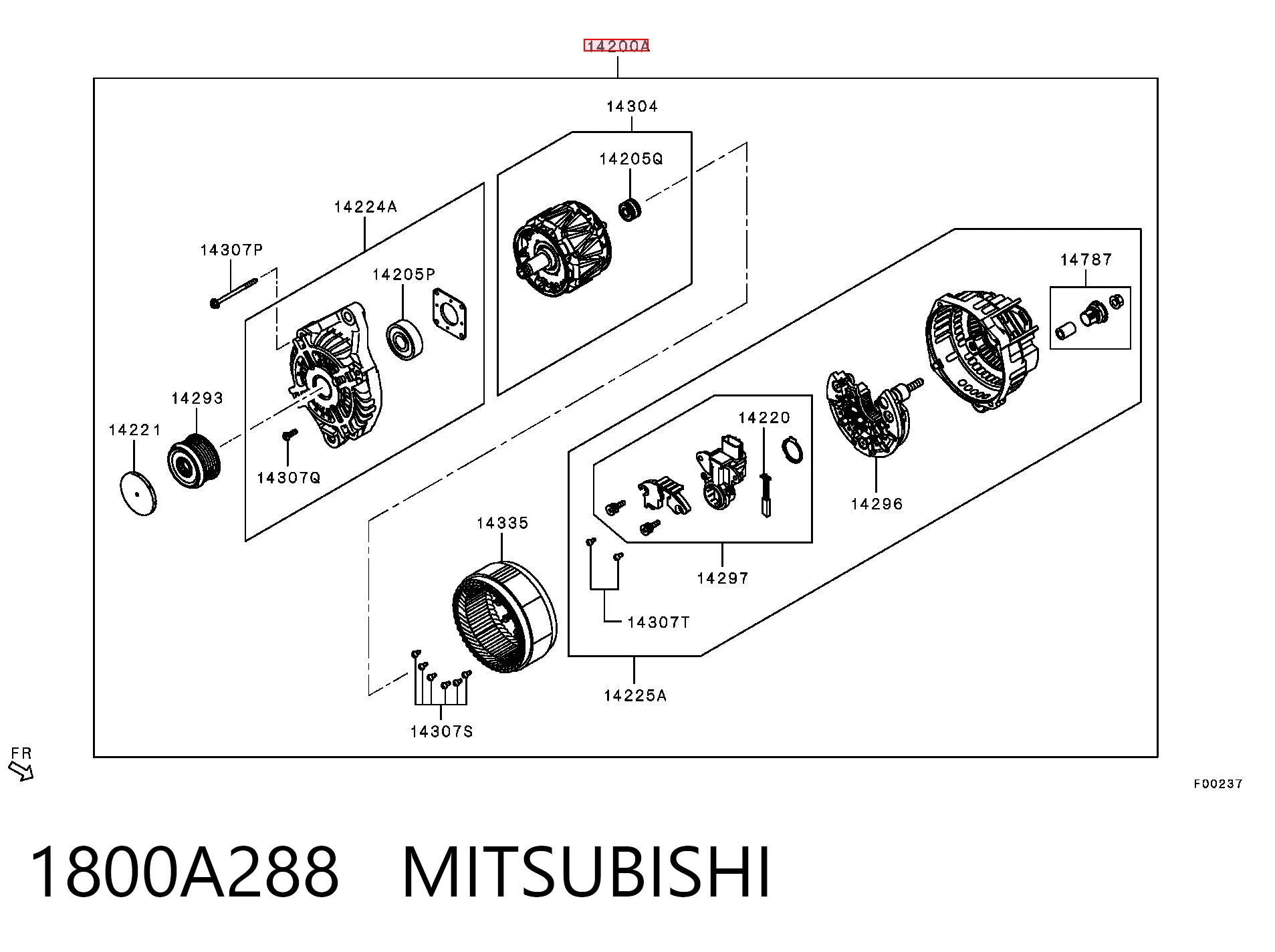 1800A288 Mitsubishi Alternador de coche