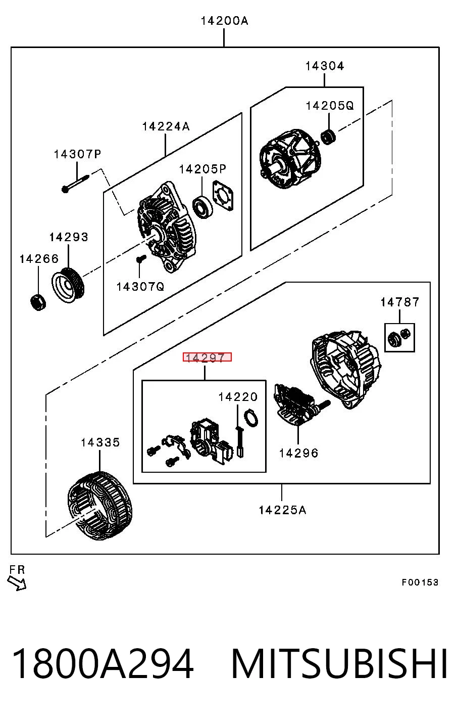 Regulador de voltaje del alternador 1800A294 MITSUBISHI