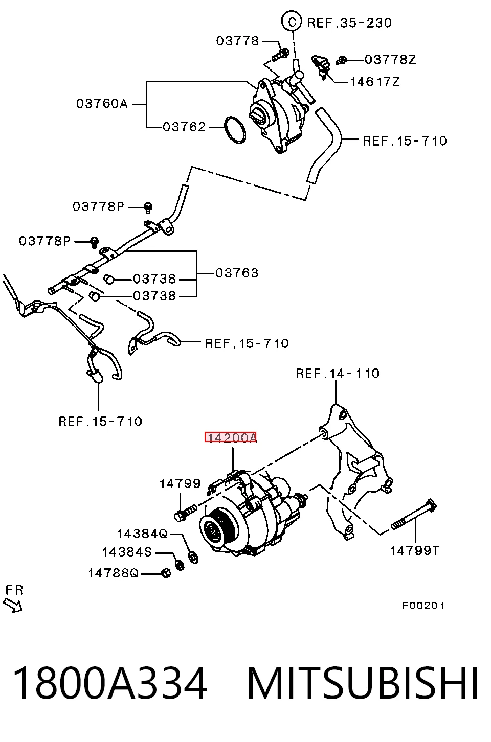 1800A334 Mitsubishi Alternador de coche