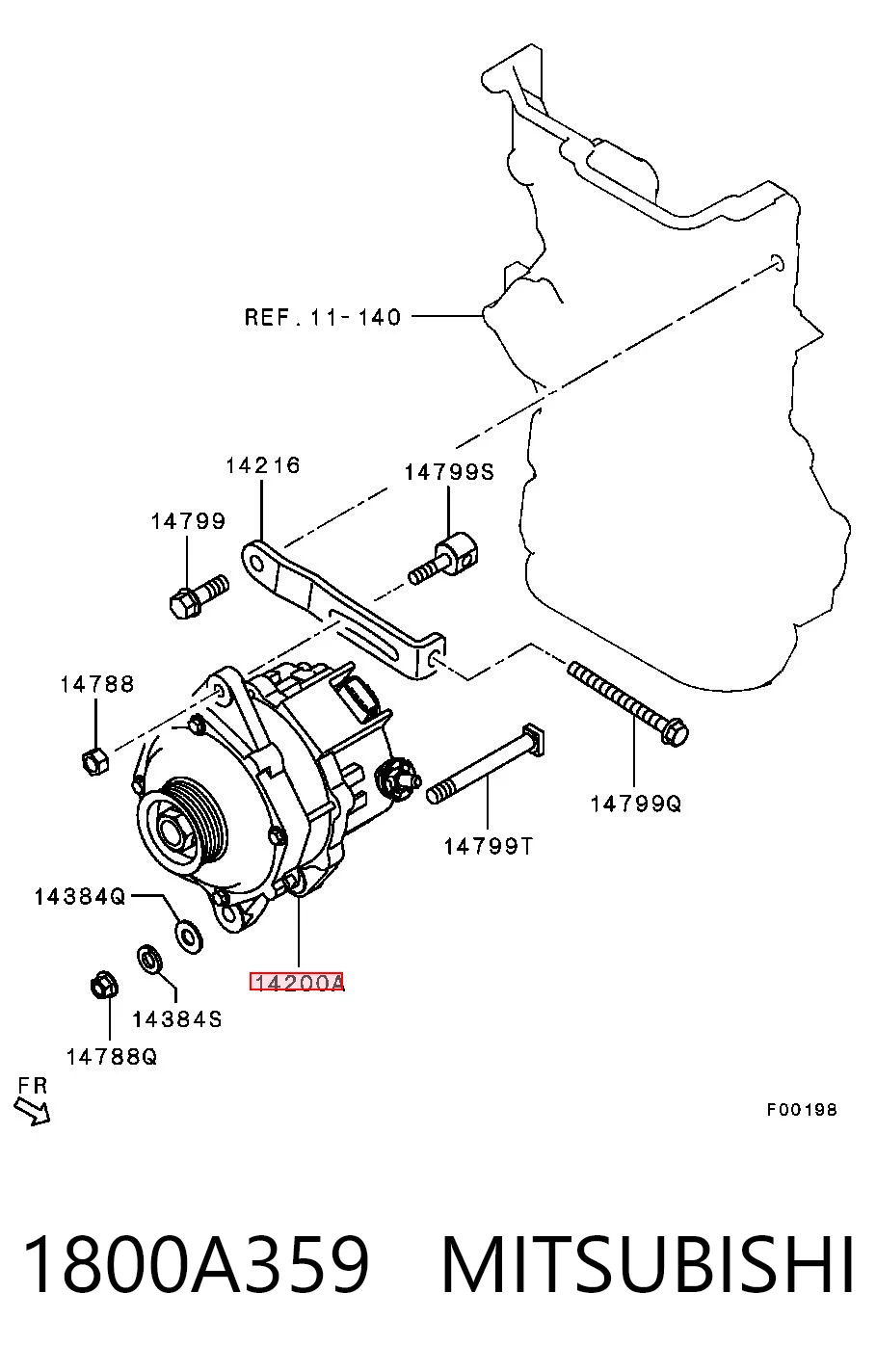1800A359 Mitsubishi Alternador de coche