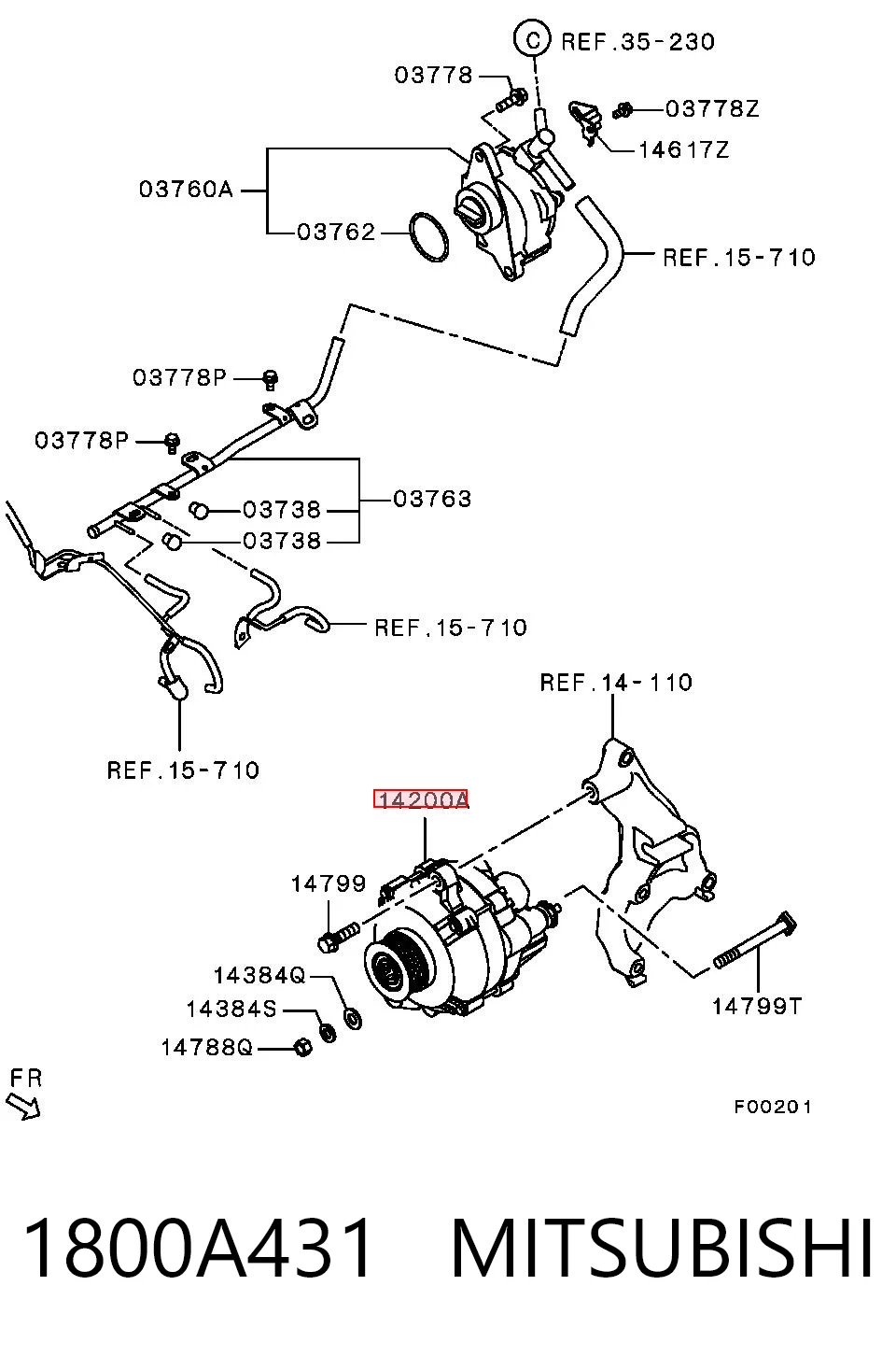 1800A431 Mitsubishi Alternador de coche