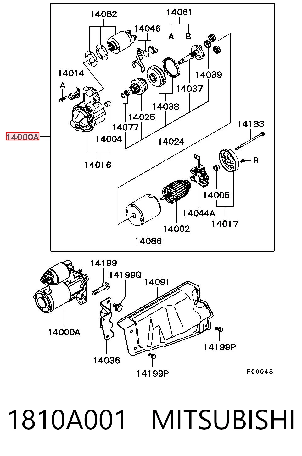 1810A001 Mitsubishi Arranque motores